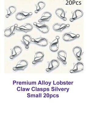 Premium Alloy Lobster Claw Clasps Silvery Small 20pcs  12mm